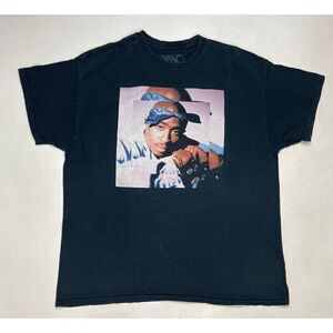 2pac Tupac Shakur Graphic T-shirt Men XL Black Short Sleeve Music